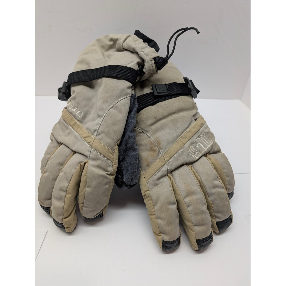 Burton Toaster Gloves Tan Black Leather Palm Fleece Lined Snowboard Ski XL